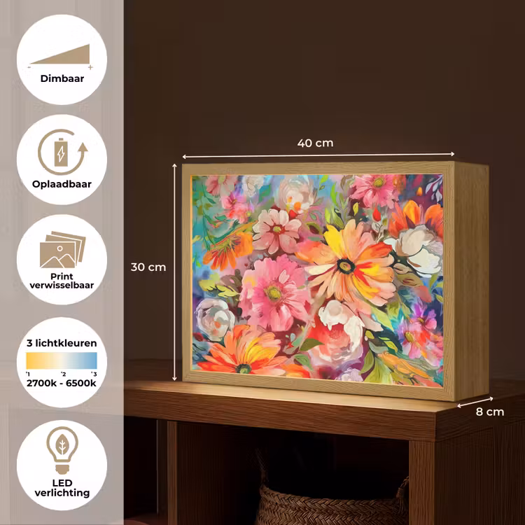Lightbox - Wandlamp - Bloemen - Kunst - Schilderij - Botanisch — 10