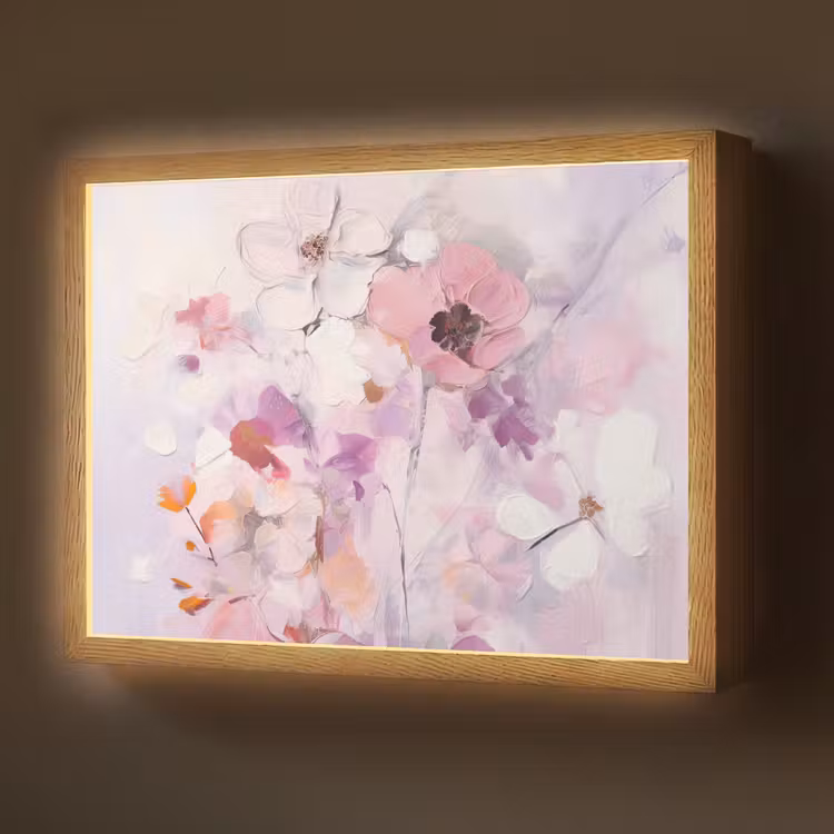Lightbox - Wandlamp - Bloemen - Lila - Watercolor - Kunst — 1