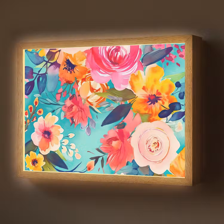 Lightbox - Wandlamp - Bloemen - Olieverf - Kleurrijk - Natuur — 1
