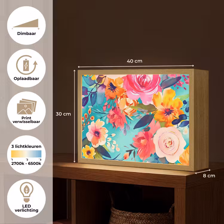 Lightbox - Wandlamp - Bloemen - Olieverf - Kleurrijk - Natuur — 10