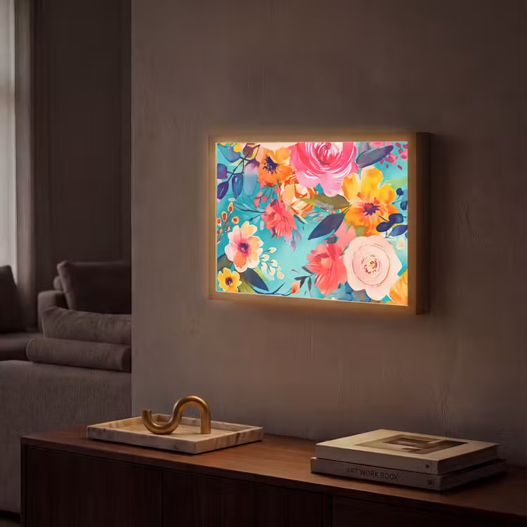 Lightbox - Wandlamp - Bloemen - Olieverf - Kleurrijk - Natuur — 2
