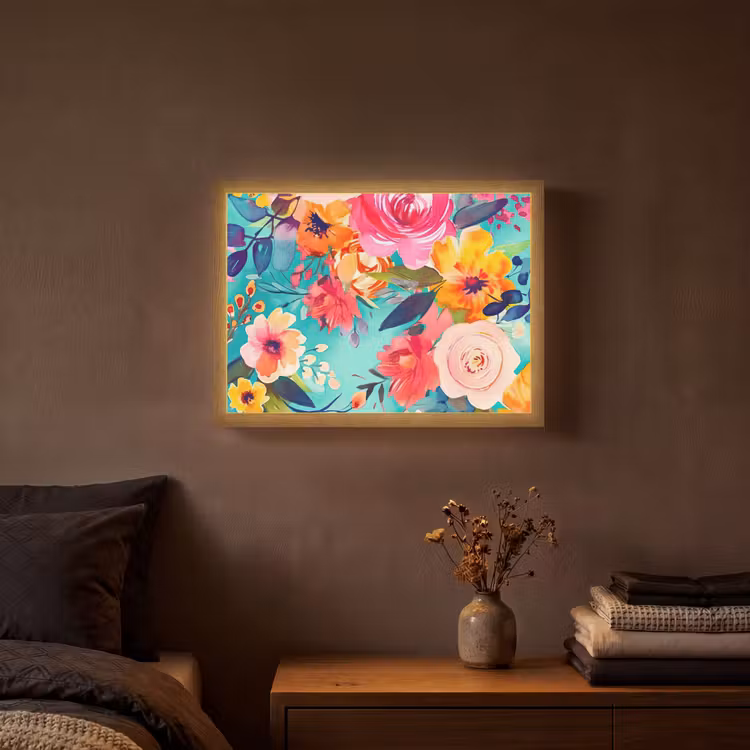 Lightbox - Wandlamp - Bloemen - Olieverf - Kleurrijk - Natuur — 3