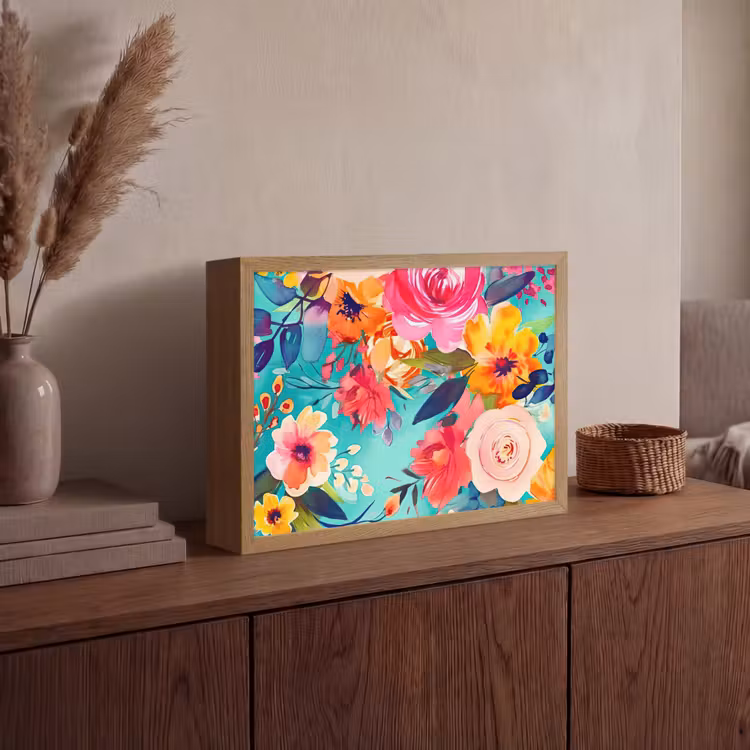 Lightbox - Wandlamp - Bloemen - Olieverf - Kleurrijk - Natuur — 4