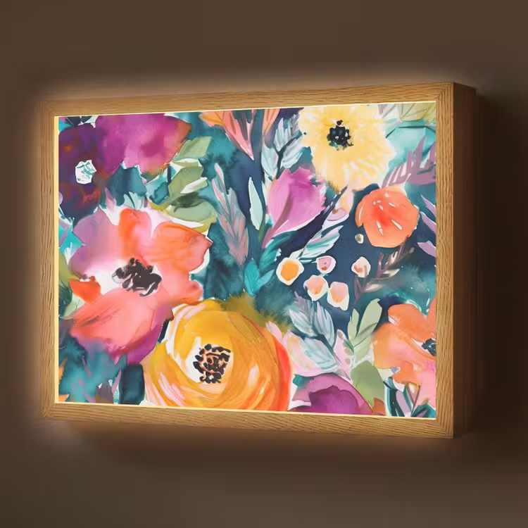 Lightbox - Wandlamp - Bloemen - Olieverf - Kunst - Natuur — 1