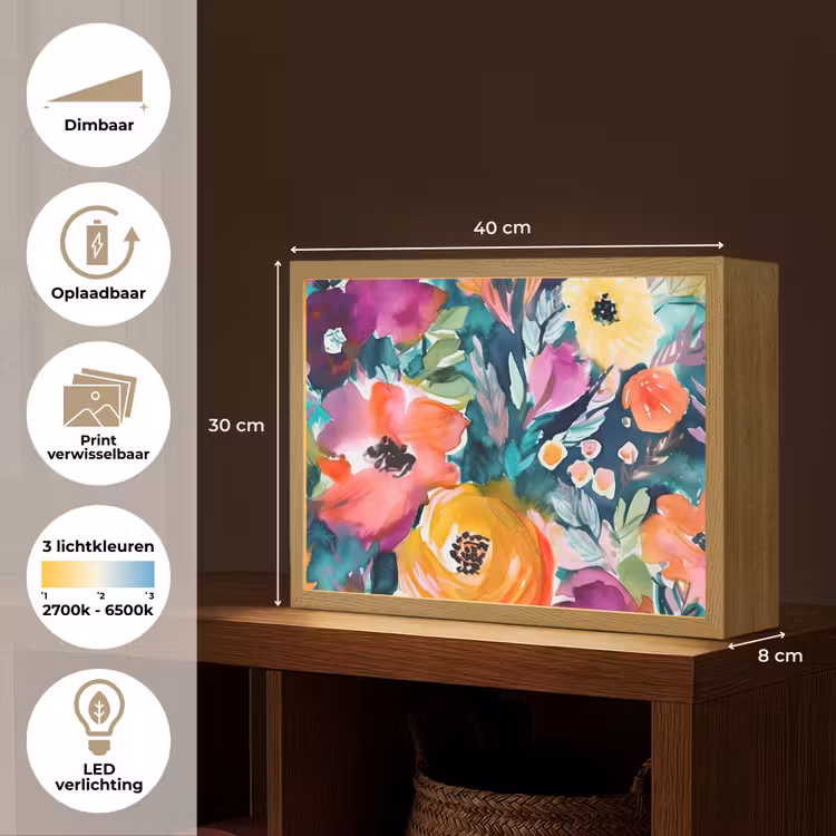 Lightbox - Wandlamp - Bloemen - Olieverf - Kunst - Natuur — 10