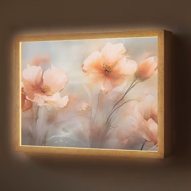 Lightbox - Wandlamp - Bloemen - Pastel - Kunst - Klaprozen - Watercolor — 1