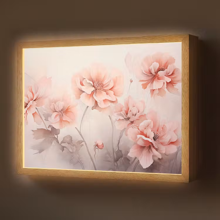 Lightbox - Wandlamp - Bloemen - Roze - Kunst - Abstract - Aquarel — 1