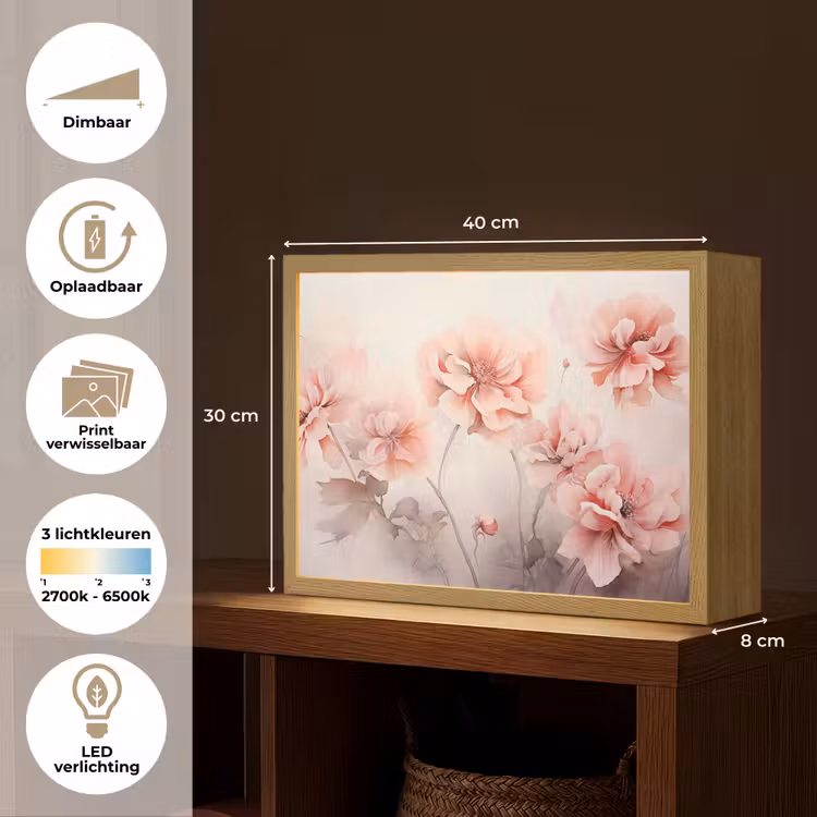 Lightbox - Wandlamp - Bloemen - Roze - Kunst - Abstract - Aquarel — 10