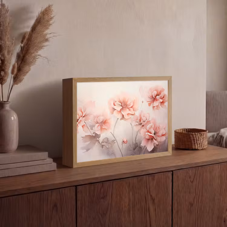 Lightbox - Wandlamp - Bloemen - Roze - Kunst - Abstract - Aquarel — 4