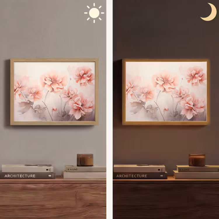 Lightbox - Wandlamp - Bloemen - Roze - Kunst - Abstract - Aquarel — 6