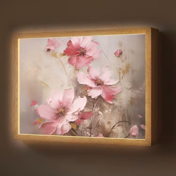 Lightbox - Wandlamp - Bloemen - Roze - Kunst - Watercolor — 1