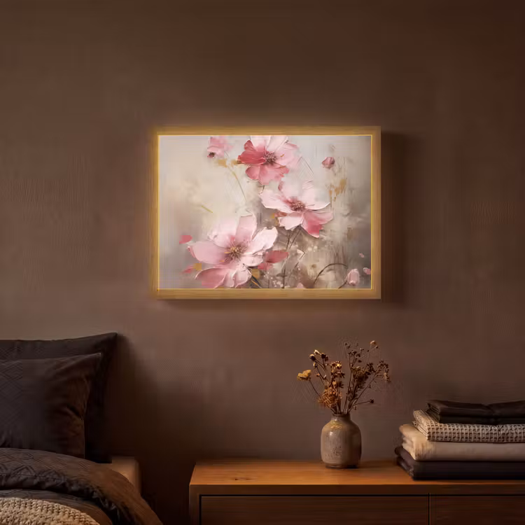 Lightbox - Wandlamp - Bloemen - Roze - Kunst - Watercolor — 3