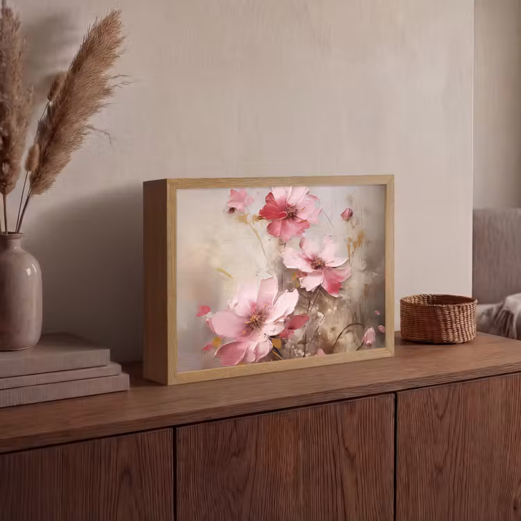Lightbox - Wandlamp - Bloemen - Roze - Kunst - Watercolor — 4
