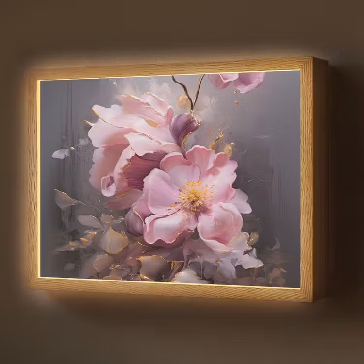 Lightbox - Wandlamp - Bloemen - Roze - Stilleven - Kunst — 1