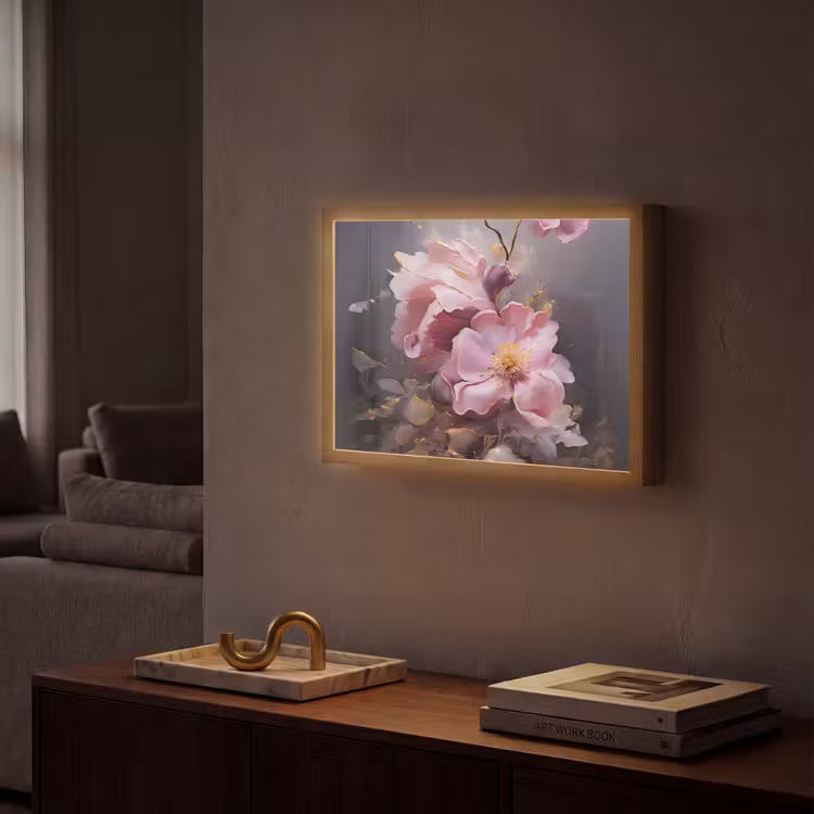 Lightbox - Wandlamp - Bloemen - Roze - Stilleven - Kunst — 2