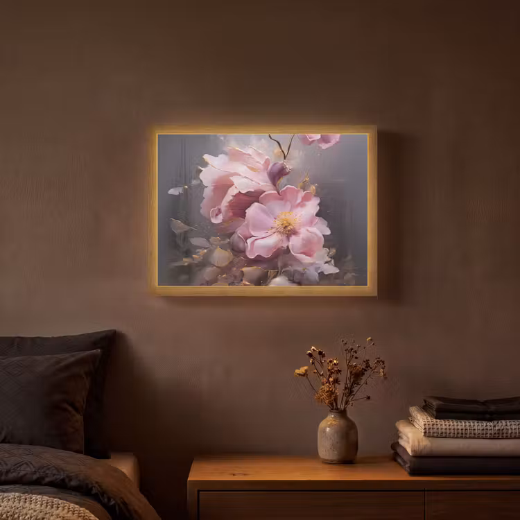 Lightbox - Wandlamp - Bloemen - Roze - Stilleven - Kunst — 3