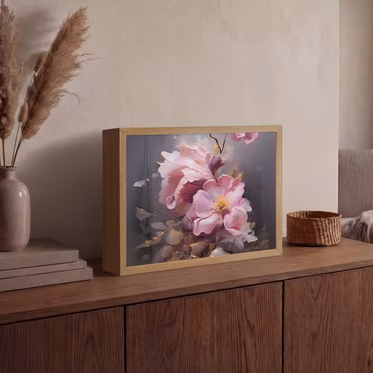 Lightbox - Wandlamp - Bloemen - Roze - Stilleven - Kunst — 4