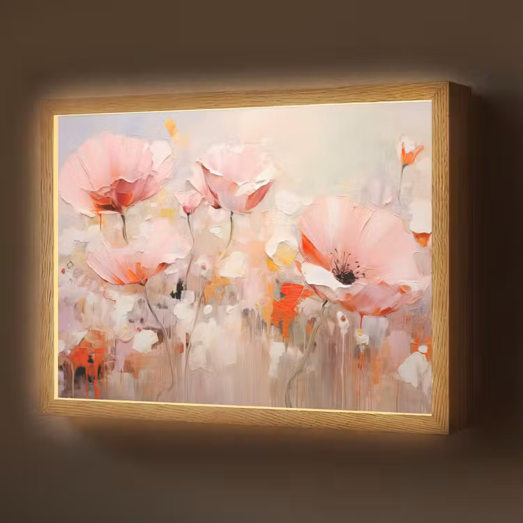 Lightbox - Wandlamp - Bloemen - Watercolor - Roze - Abstract - Kunst — 1