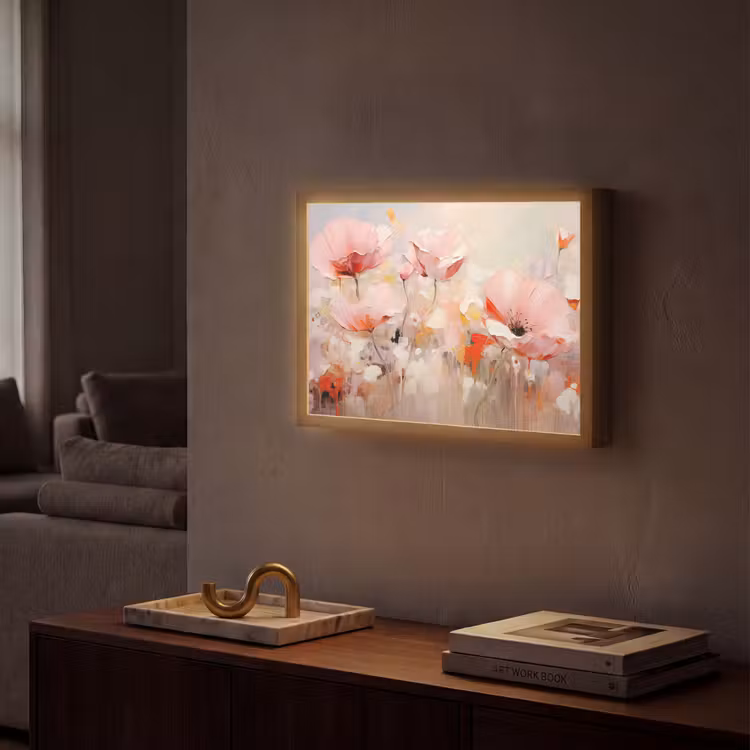 Lightbox - Wandlamp - Bloemen - Watercolor - Roze - Abstract - Kunst — 2