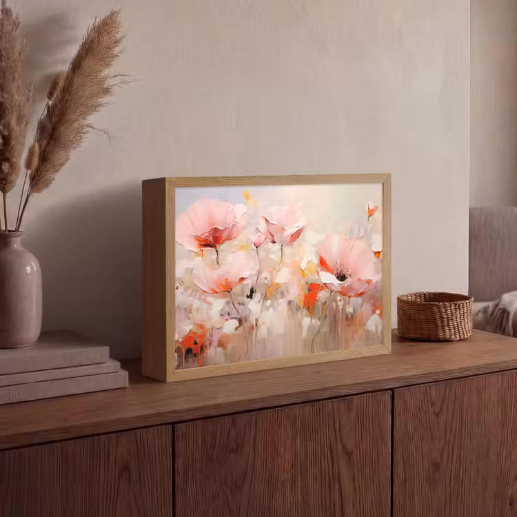 Lightbox - Wandlamp - Bloemen - Watercolor - Roze - Abstract - Kunst — 4