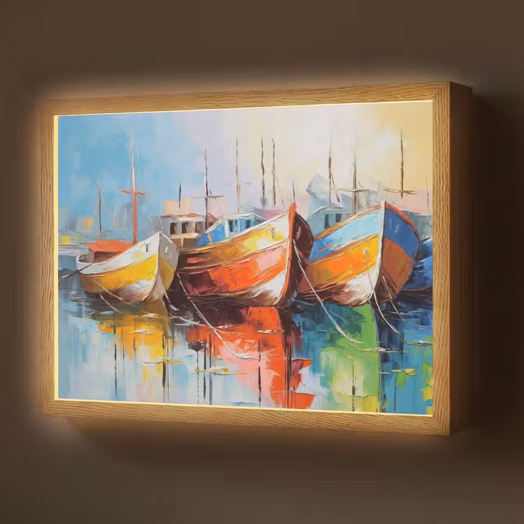 Lightbox - Wandlamp - Boten - Kunst - Kleuren - Schilderij — 1