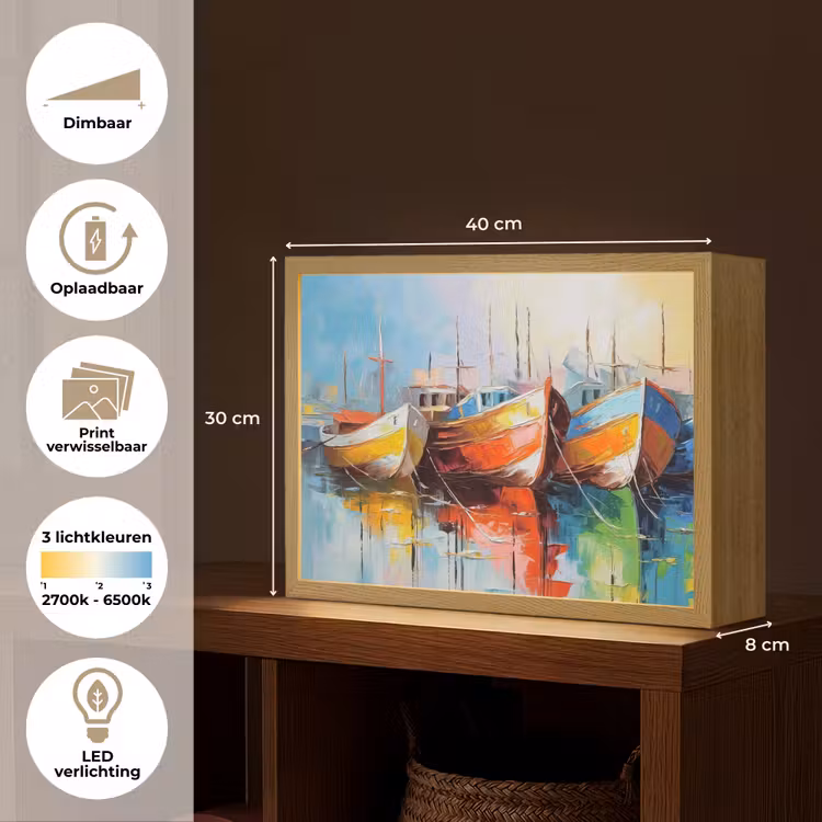 Lightbox - Wandlamp - Boten - Kunst - Kleuren - Schilderij — 10