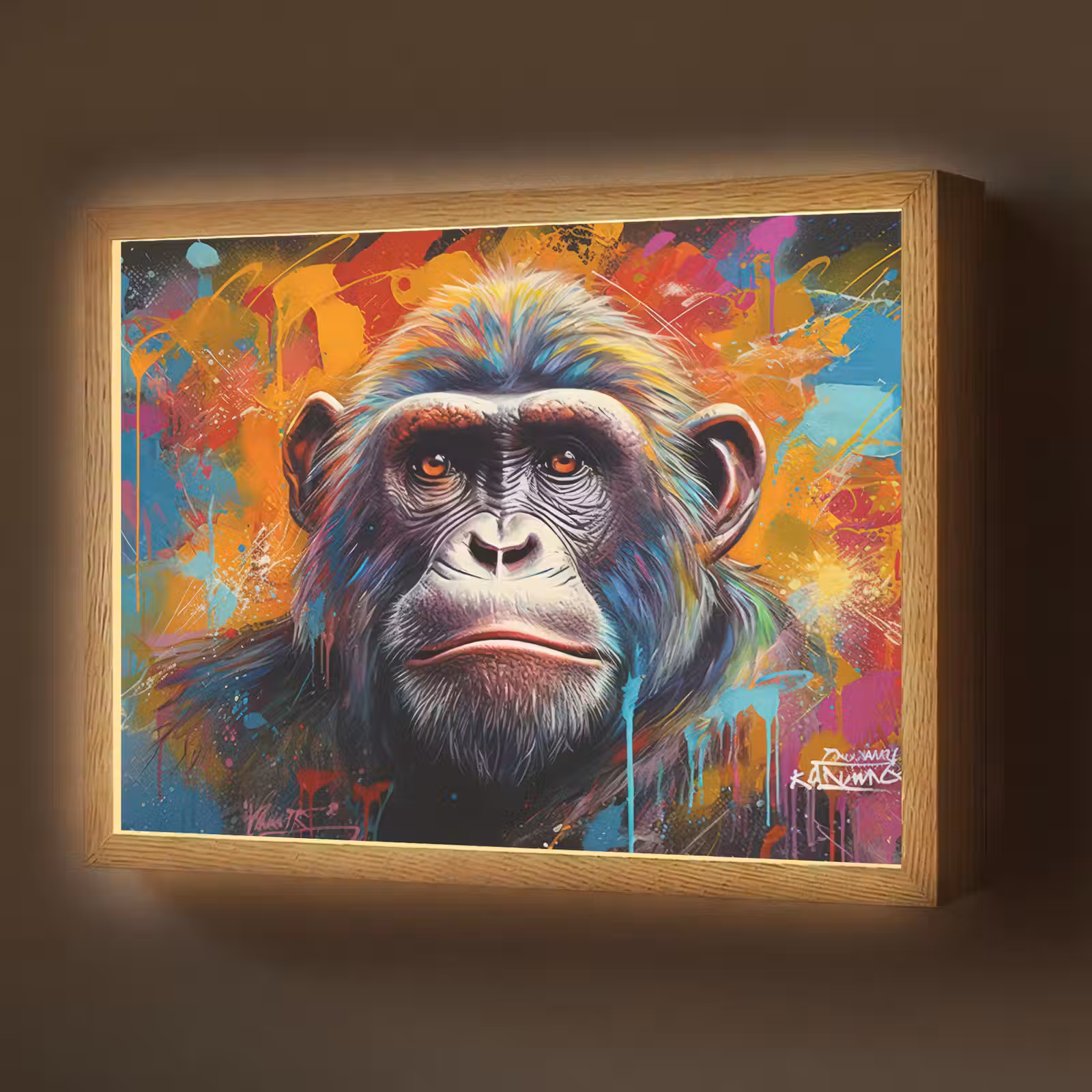 Lightbox - Wandlamp - Aap - Gorilla - Graffiti - Dieren - Kleuren — 1