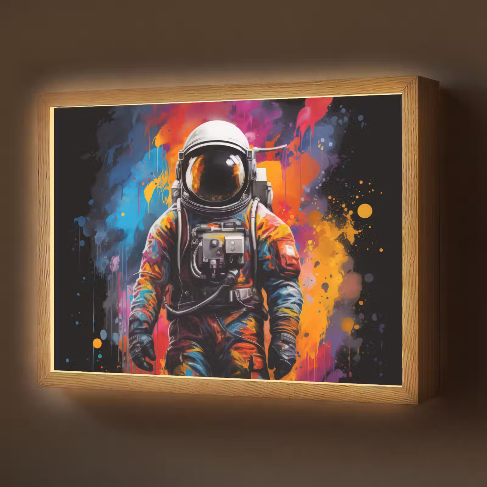 Lightbox - Wandlamp - Astronaut - Graffiti - Zwart - Kleuren — 1
