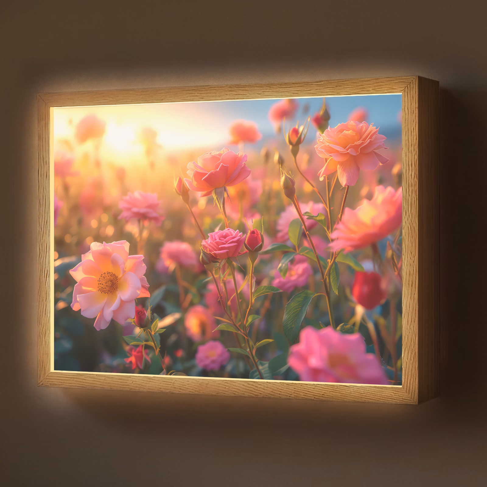 Lightbox - Wandlamp - Bloemen - Rozen - Natuur - Roze - Bloem — 1