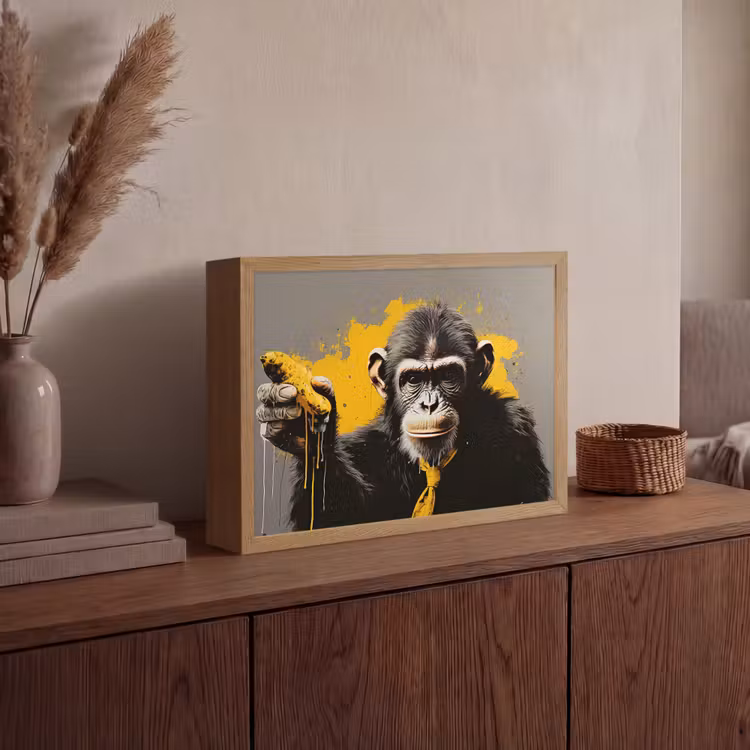 Lightbox - Wandlamp - Aap - Chimpansee - Banaan - Geel - Dieren - Stropdas — 4