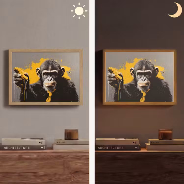 Lightbox - Wandlamp - Aap - Chimpansee - Banaan - Geel - Dieren - Stropdas — 6