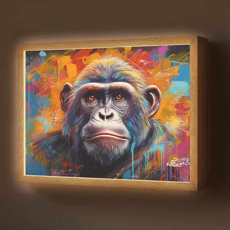 Lightbox - Wandlamp - Aap - Gorilla - Graffiti - Dieren - Kleuren — 1