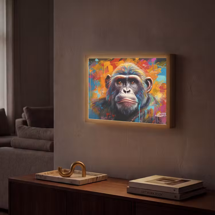 Lightbox - Wandlamp - Aap - Gorilla - Graffiti - Dieren - Kleuren — 2