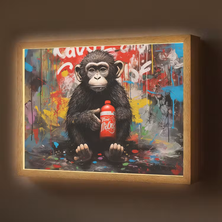 Lightbox - Wandlamp - Aap - Graffiti - Dieren - Kunst - Flesje - Kleuren — 1