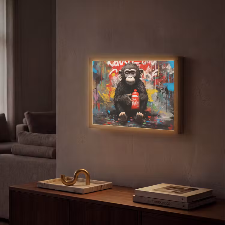 Lightbox - Wandlamp - Aap - Graffiti - Dieren - Kunst - Flesje - Kleuren — 2