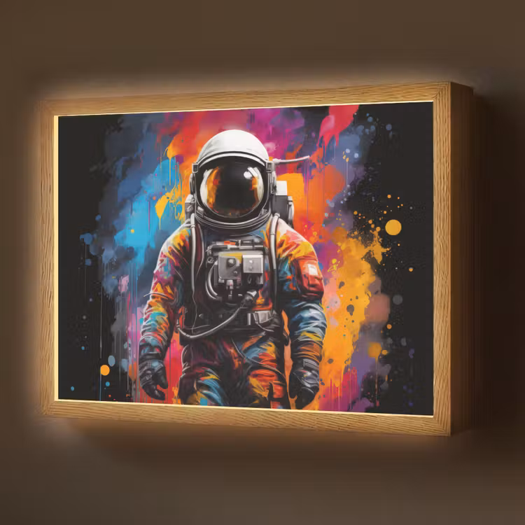 Lightbox - Wandlamp - Astronaut - Graffiti - Zwart - Kleuren — 1