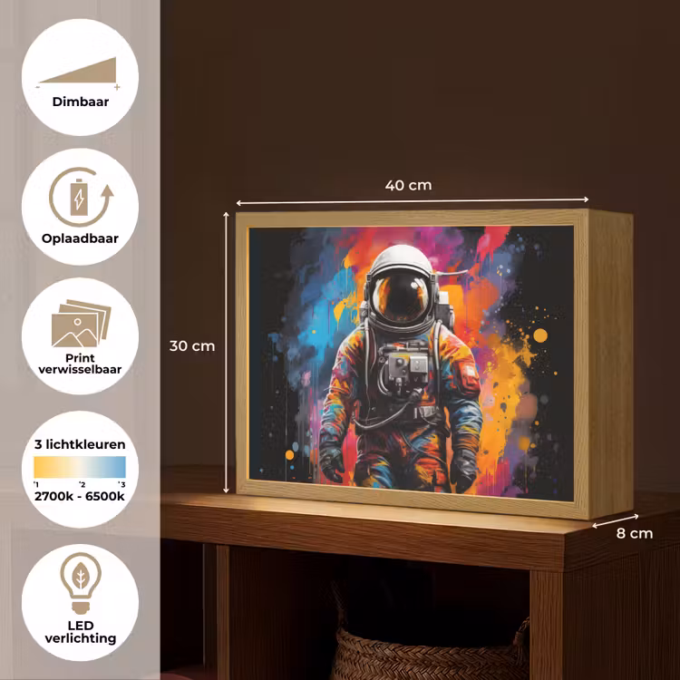 Lightbox - Wandlamp - Astronaut - Graffiti - Zwart - Kleuren — 10