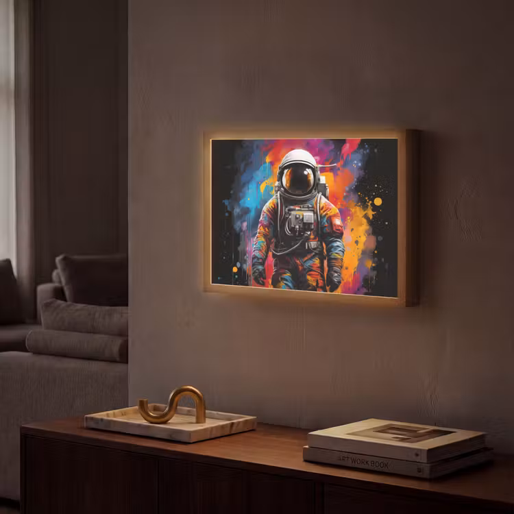 Lightbox - Wandlamp - Astronaut - Graffiti - Zwart - Kleuren — 2
