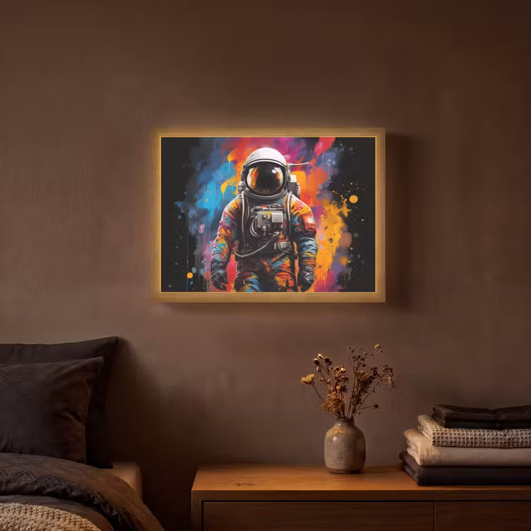 Lightbox - Wandlamp - Astronaut - Graffiti - Zwart - Kleuren — 3