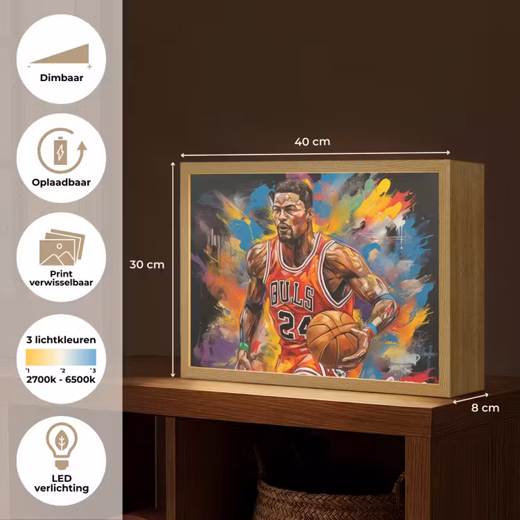 Lightbox - Wandlamp - Basketbal - Verf - Kleuren - Rood — 10