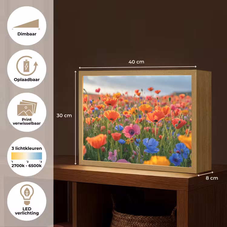 Lightbox - Wandlamp - Bloemen - Klaprozen - Kleurrijk - Natuur — 10