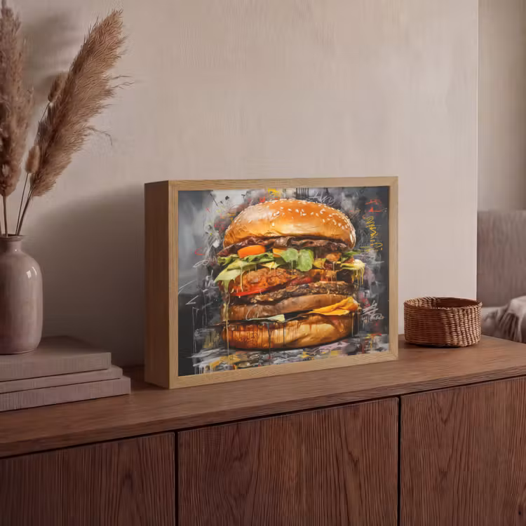 Lightbox - Wandlamp - Burger - Eten - Kunst - Grijs - Graffiti — 4