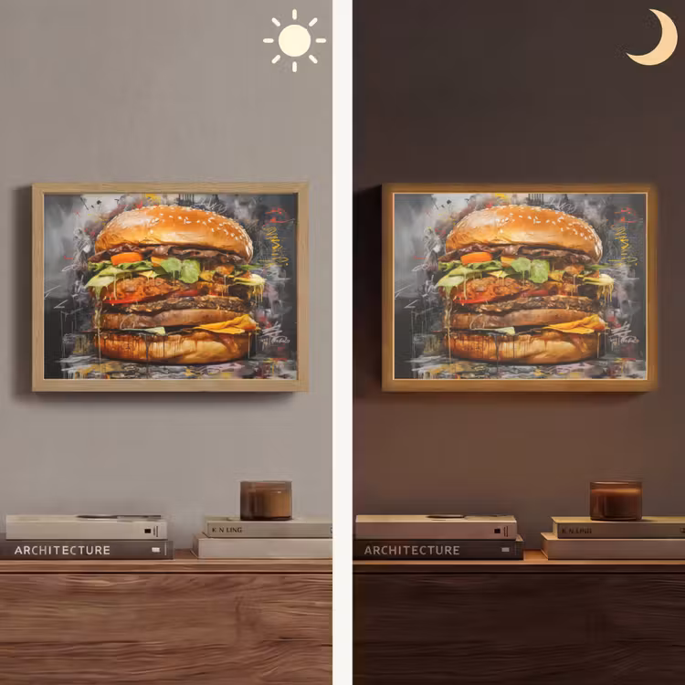 Lightbox - Wandlamp - Burger - Eten - Kunst - Grijs - Graffiti — 6