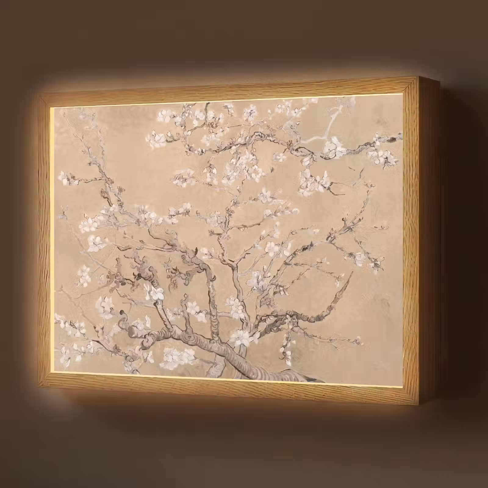 Lightbox - Wandlamp - Amandelbloesem - Kunst - Van Gogh - Beige — 1