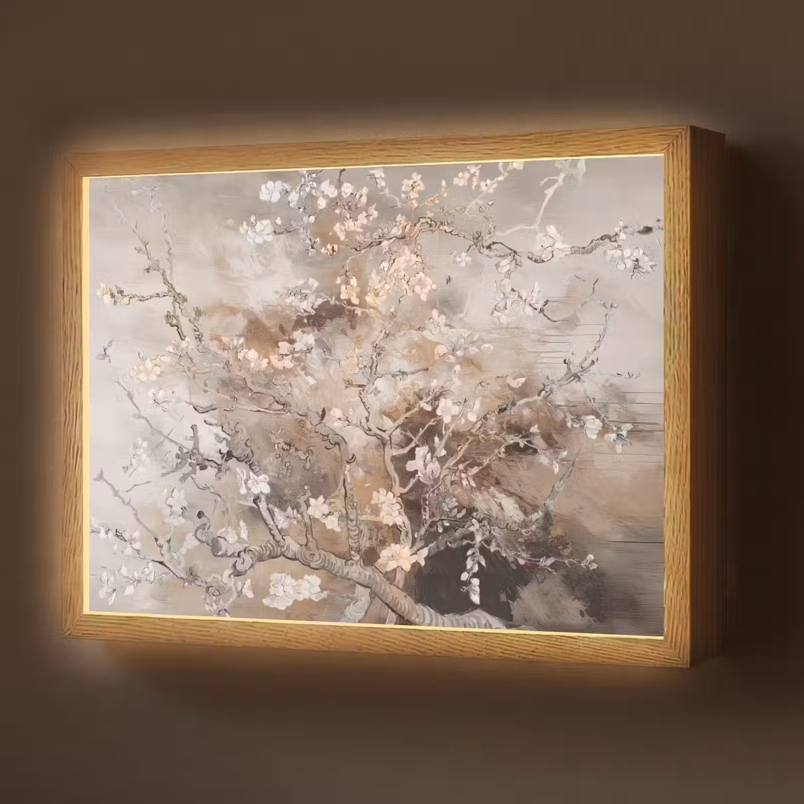 Lightbox - Wandlamp - Amandelbloesem - Kunst - Van Gogh - Beige - Abstract — 1