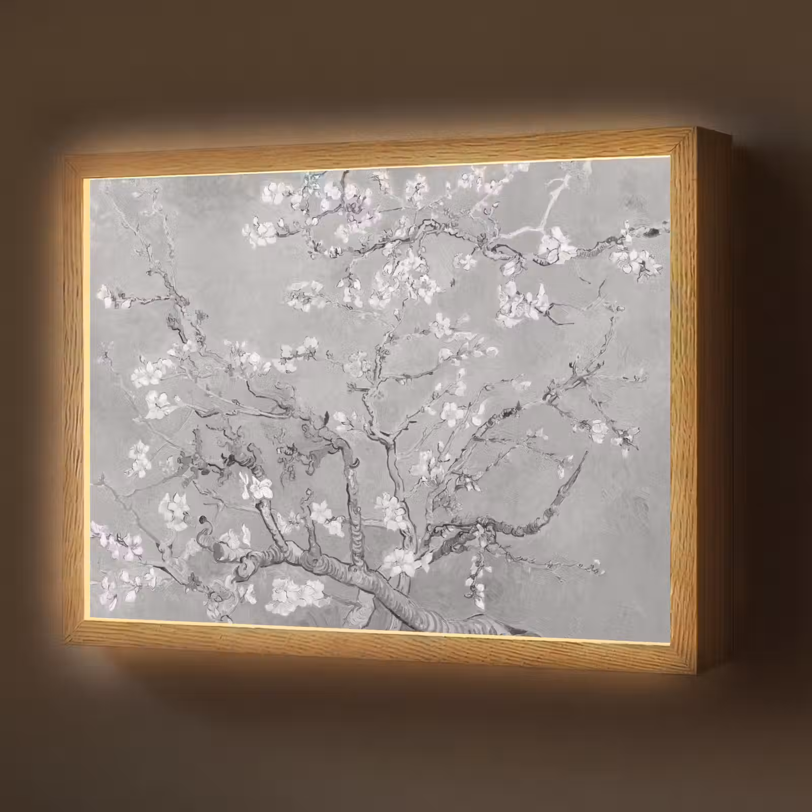 Lightbox - Wandlamp - Amandelbloesem - Kunst - Van Gogh - Grijs — 1
