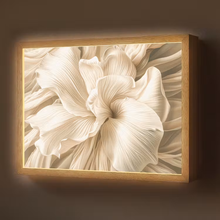 Lightbox - Wandlamp - Abstract - Beige - Bloemen - Natuur — 1