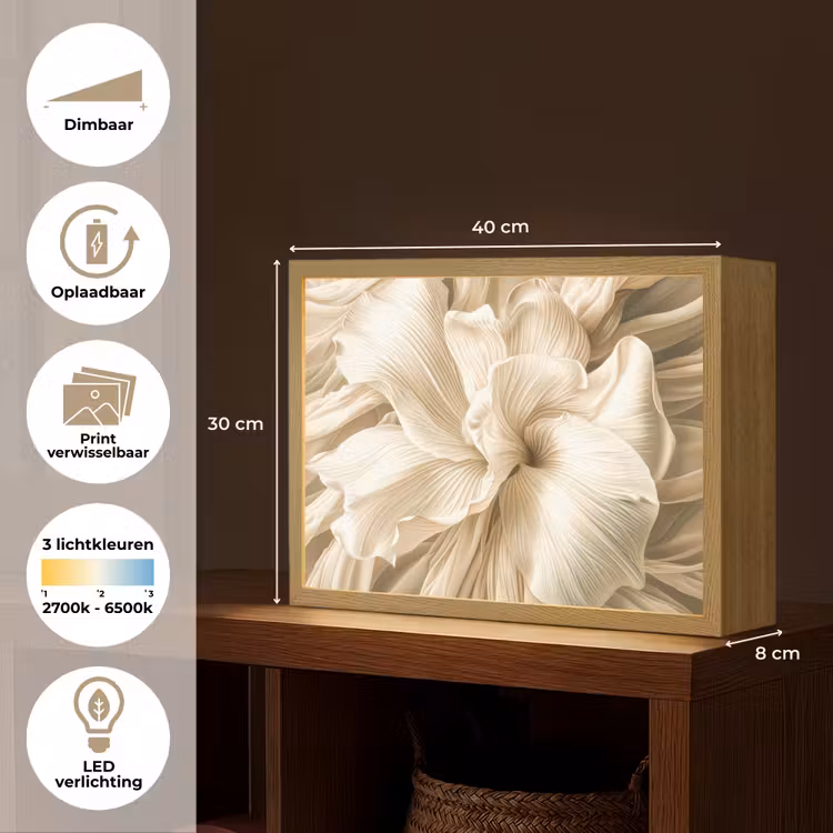 Lightbox - Wandlamp - Abstract - Beige - Bloemen - Natuur — 10