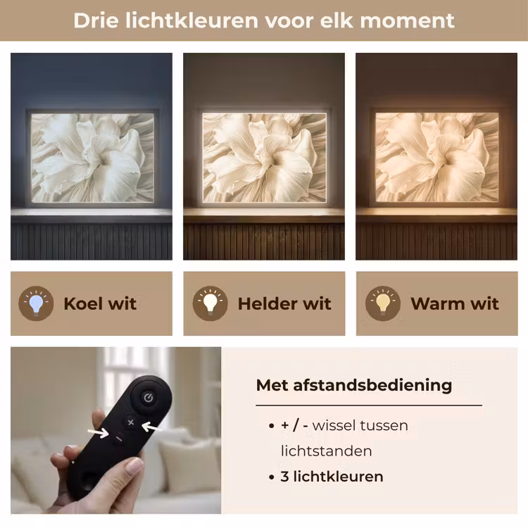 Lightbox - Wandlamp - Abstract - Beige - Bloemen - Natuur — 8