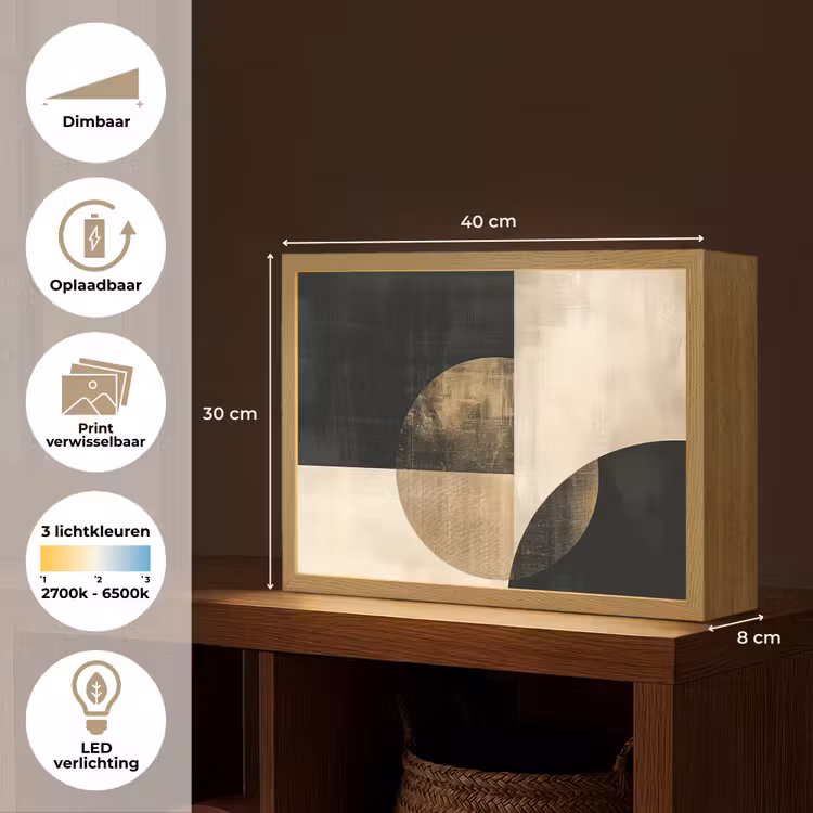 Lightbox - Wandlamp - Abstract - Geometrische vormen - Zwart - Goud — 10